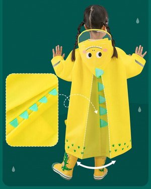 Детский плащ-дождевик с козырьком, цвет желтый, принт "Крокодил"