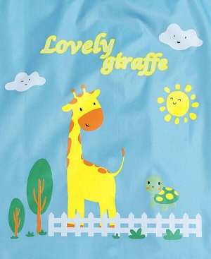 Детский плащ-дождевик с козырьком и отсеком для рюкзака, цвет желтый, принт "Жираф"