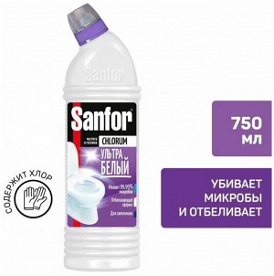 Чистящее средство-Гель для очистки Ванн и Унитазов Хлор, Sanfor Chlorum, 750 мл