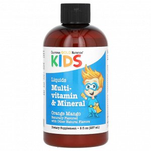 California Gold Nutrition, жидкие мультивитамины и минералы с кальцием, витаминами B12, C и D3 для детей, без спирта, натуральный вкус апельсин и манго, 237 мл (8 жидк. унций)