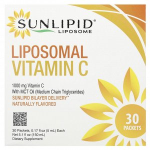 Sunlipid, липосомальный витамин C с маслом MCT, 30 пакетиков по 5 мл (0,17 жидк. унции)