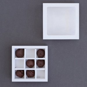 Упаковка для конфет 9 шт., 13.5x13.5x4 см, белый