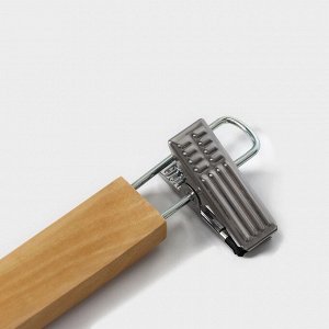 Вешалка для брюк и юбок Доляна, 33x13 см, с зажимами, светлое дерево