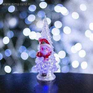 Игрушка световая "Ёлочка снеговик" (батарейки в комплекте) 14 см, 1 LED, RGB, ПРОЗРАЧНАЯ