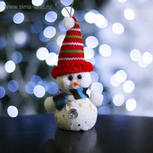 Игрушка световая "Снеговик со звездочками в шапочке", батарейки в комплекте