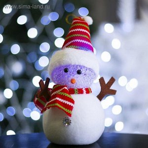 Игрушка световая "Снеговик в полосатой шапочке", 16х23 см, батарейки в комплекте