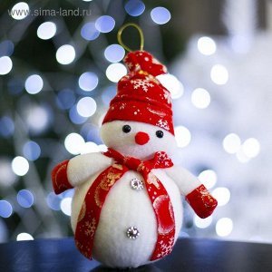 Игрушка световая "Снеговик праздничный", 16х18 см, красный, батарейки в комплекте