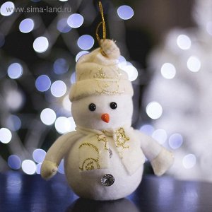Игрушка световая "Снеговик праздничный" (батарейки в комплекте) 8х15 см, 1 LED RGB, БЕЛЫЙ