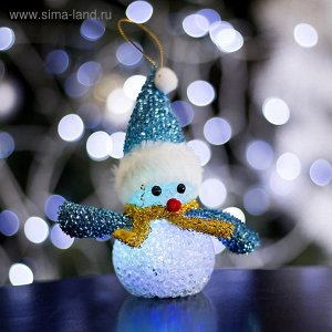 Игрушка световая "Снеговик новогодний" (батарейки в комплекте) 7х15 см, 1 LED RGB, СИНИЙ