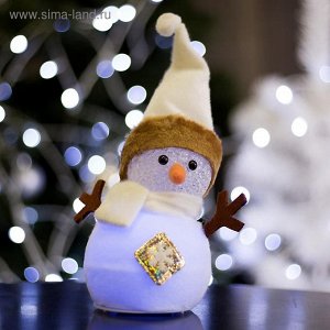 Игрушка световая "Снеговик со снежинкой" 15х25 см, 1 LED RGB, БЕЖЕВЫЙ