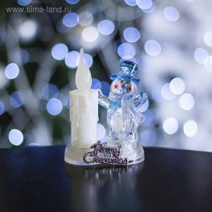 Игрушка световая "Снеговик со свечкой" (батарейки в комплекте) 2 LED, RGB/WW СИНИЙ