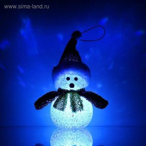 Игрушка световая "Снеговик новогодний" (батарейки в компл.) 7х15 см, 1 LED RGB, КРАСНЫЙ