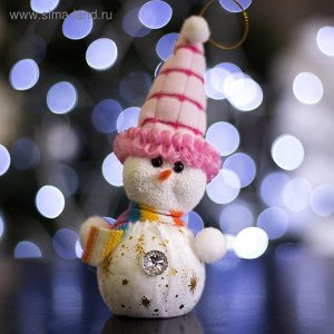 Игрушка световая "Снеговик в розовой шапочке" (батарейки в комплекте) 6х17 см, 1 LED RGB