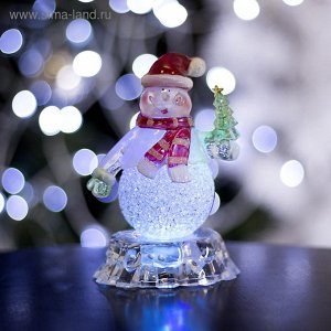 Игрушка световая "Снеговик на льдине с елкой" (батарейки в комплекте) 1 LED, RGB