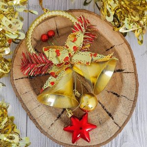 Украшение новогоднее "Колокольчики" шарик и звезда, золото 12*28 см