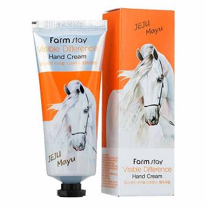 Крем для рук с лошадиным жиром FarmStay Visible Difference Hand Cream Jeju Mayu, 100гр