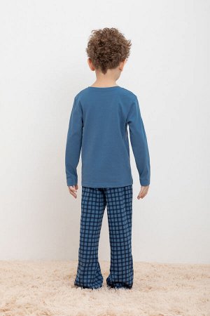 Пижама(Весна-Лето)+boys (синяя волна, бежевая клетка)
