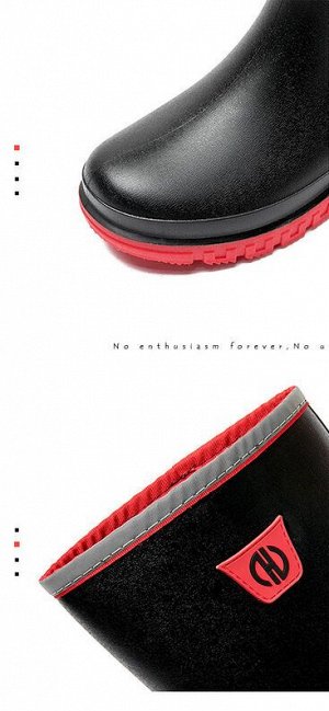 Мужские резиновые сапоги с вкладышами, цвет черный/красный