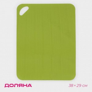 Доска разделочная Доляна, пластик, гибкая, прямоугольная, 38?29 см, зелёная
