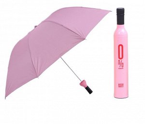 Механический зонт с 8-ю спицами, с чехлом "Бутылка", цвет розовый