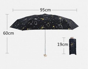 Механический зонт с 6-ю спицами, цвет черный, с принтом