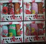 Подарок (полотенце вафельное + полотенце кухонное + полотенце вафельное 8 марта)