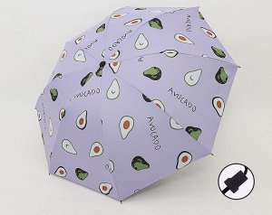 Механический зонт с 8-ю спицами, цвет сиреневый, принт "Авокадо"