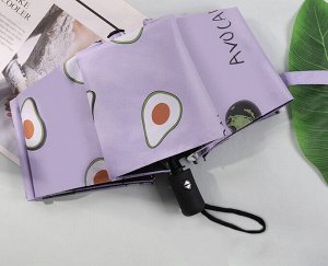 Автоматический зонт с 8-ю спицами, цвет сиреневый, принт "Авокадо"