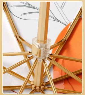 Механический зонт с 8-ю спицами, деревянная ручка, принт "Клубника"