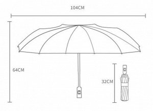 Автоматический зонт с 12-ю спицами, цвет черный
