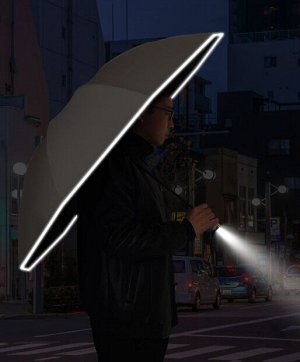 Автоматический зонт с 10-ю спицами, с фонариком, обратного складывания, цвет хаки/черный