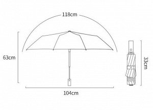 Автоматический зонт с 10-ю спицами, с фонариком, обратного складывания, цвет хаки/черный