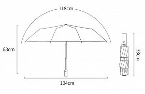 Автоматический зонт с 10-ю спицами, с фонариком, обратного складывания, цвет серый/черный