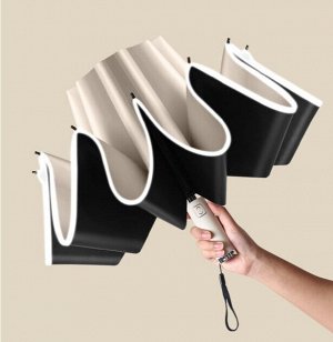 Автоматический зонт с 10-ю спицами, с фонариком, обратного складывания, цвет черный