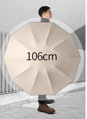 Автоматический зонт с 10-ю спицами, с фонариком, обратного складывания, цвет черный