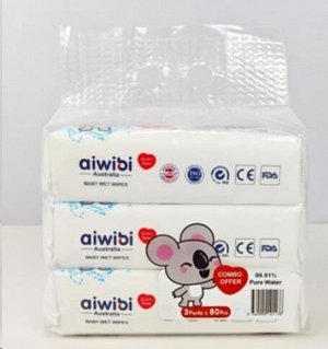 Aiwibi салфетки влажные детс. очищ. д/всех тип.кожи 0+ белый 1уп. (3*80шт) спайка / 6шт / AWB80-7 / 101138,011389 Код: УТ-00791390