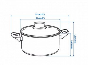 ANNONS, Кастрюля с крышкой, стекло/нержавеющая сталь, 2,8 л