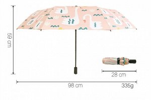 Автоматический зонт с 8-ю спицами, цвет розовый, с принтом