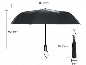 Автоматический зонт с 8-ю спицами, цвет черный/синий, с принтом