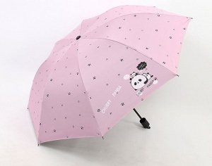 Механический зонт с 8-ю спицами, цвет розовый, принт "Панды"