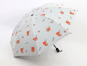 Механический зонт с 8-ю спицами, цвет серый, принт "Лисята"