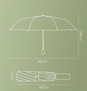 Механический зонт с 8-ю спицами, цвет темно-зеленый, принт "горошек"