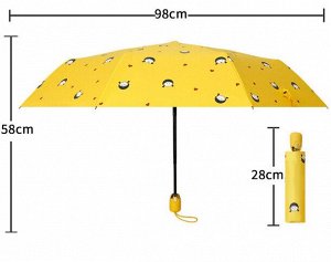 Автоматический зонт с 8-ю спицами, цвет черный, с принтом