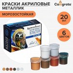 Краска акриловая, набор 6 цветов x 20 мл, Metallic, Calligrata, металлик, морозостойкая, в картонной коробке