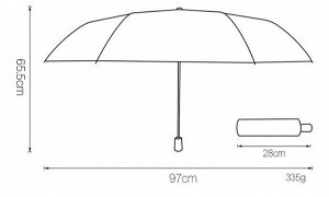 Механический зонт с 8-ю спицами, круглая ручка, цвет белый/розовый, с принтом