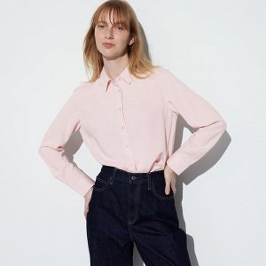 UNIQLO - блуза из вискозы с длинным рукавом - 11 PINK