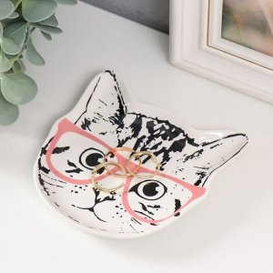 СИМА-ЛЕНД Сувенир керамика подставка под кольца &quot;Котёнок в очках&quot; 1,6х11х12 см