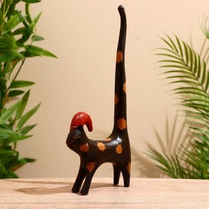 Сувенир «Кошка под кольца чёрная с колпаком», 13x4x32 см, дерево