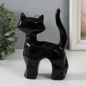 Сувенир керамика "Чёрный кот в очках, хвост трубой" грани 10,8х4,6х14,7 см