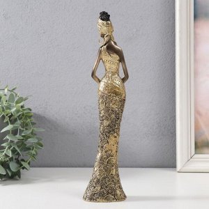СИМА-ЛЕНД Сувенир полистоун &quot;Африканка в золотом платье с цветами в руках&quot; 7х5х29 см
